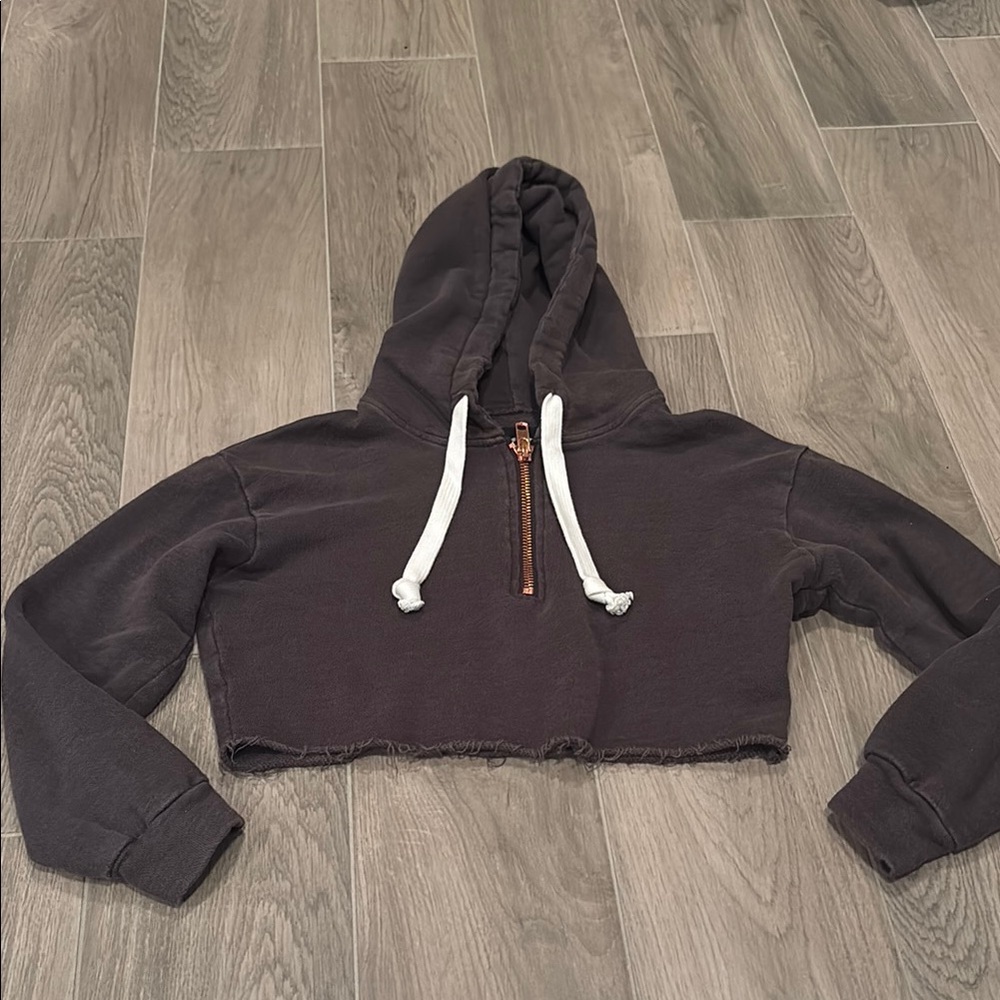 Katie J NYC Girls Black Cropped Hoodie Size S